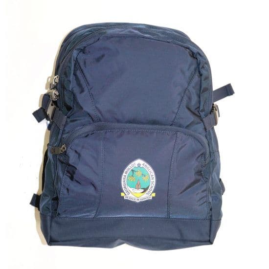 Navy school backpack side view