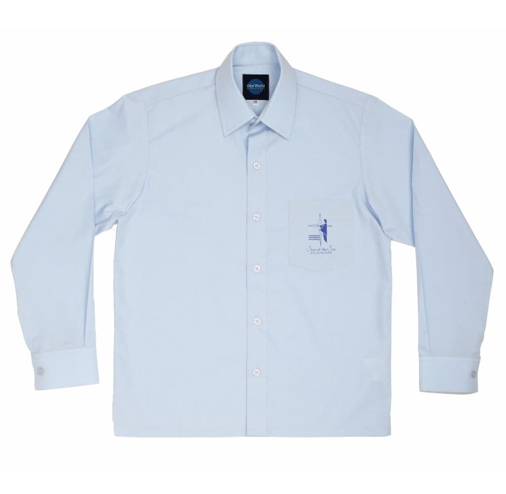 Long sleeve school shirt sky blue