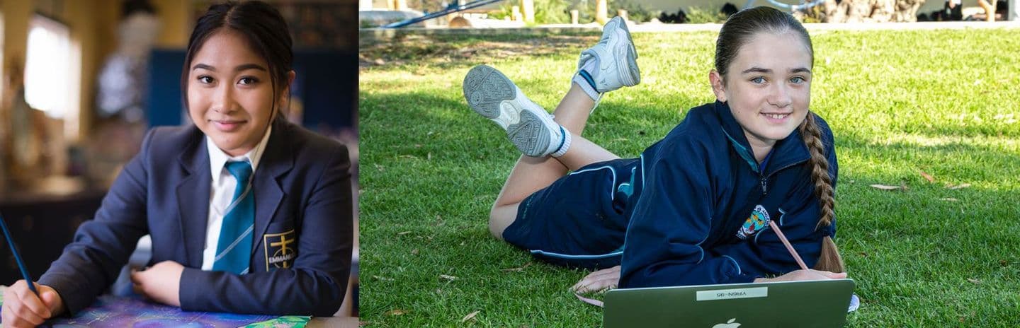 School students in blazer uniforms